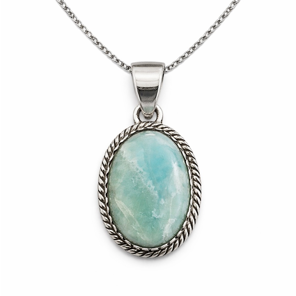 S925 Larimar Oval Pendant